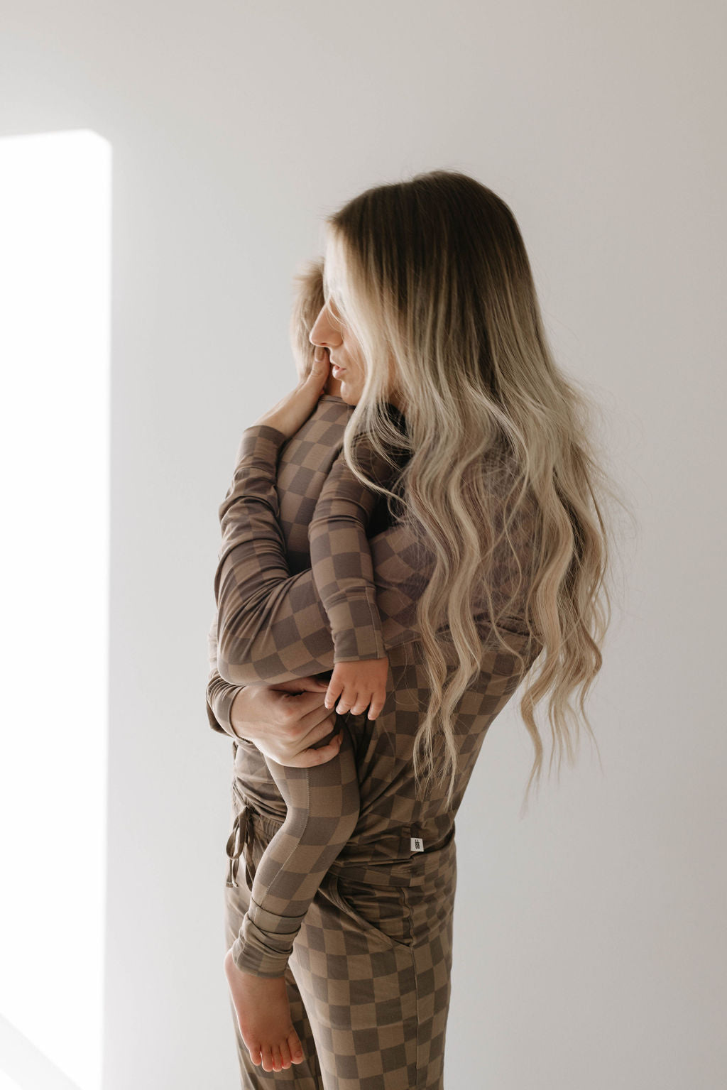 Women's Bamboo Pajama | Faded Brown Checkerboard