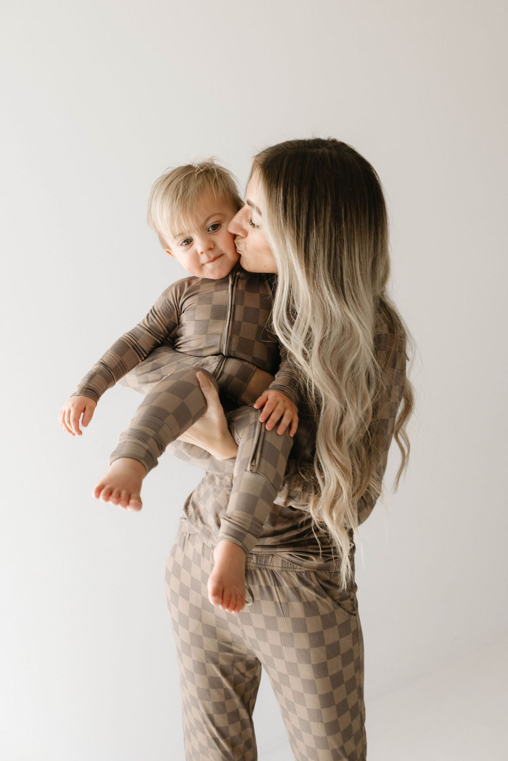 Women's Bamboo Pajama | Faded Brown Checkerboard