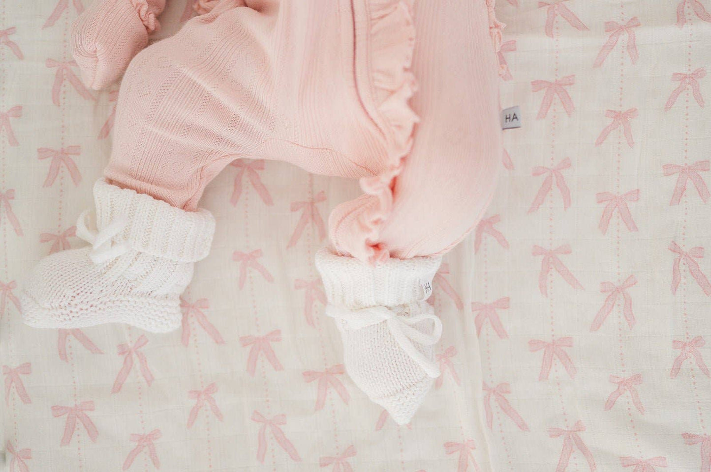 Organic Knit Booties - White
