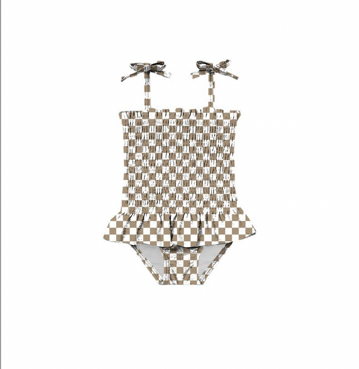 Girls Checkered Board Smocked One Piece