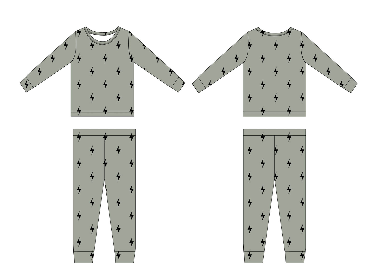 Volt - Bamboo Lightning Bolt Sage Pajama Set