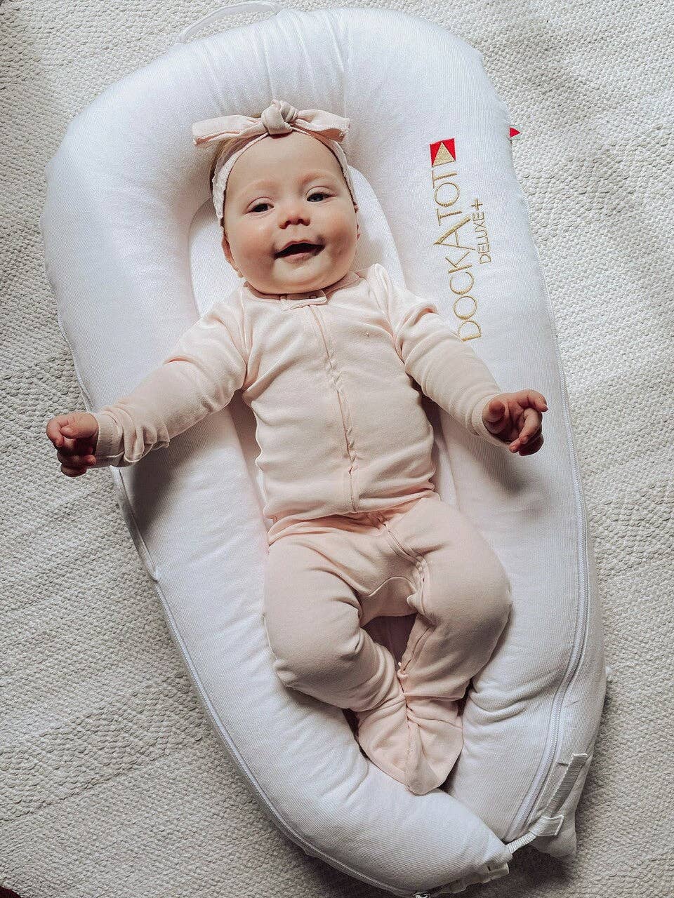 Organic Smocked Tie Headband in Blush