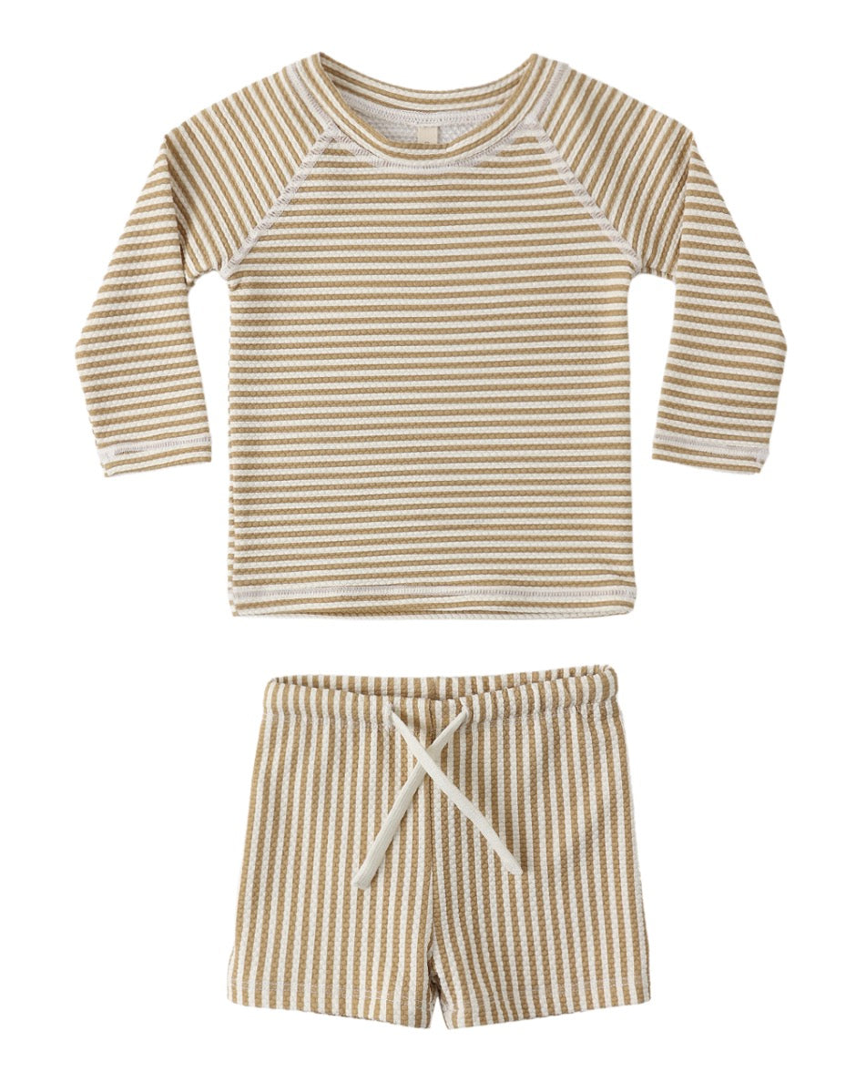 Finn Rashguard + Short Set || Honey Stripe Small