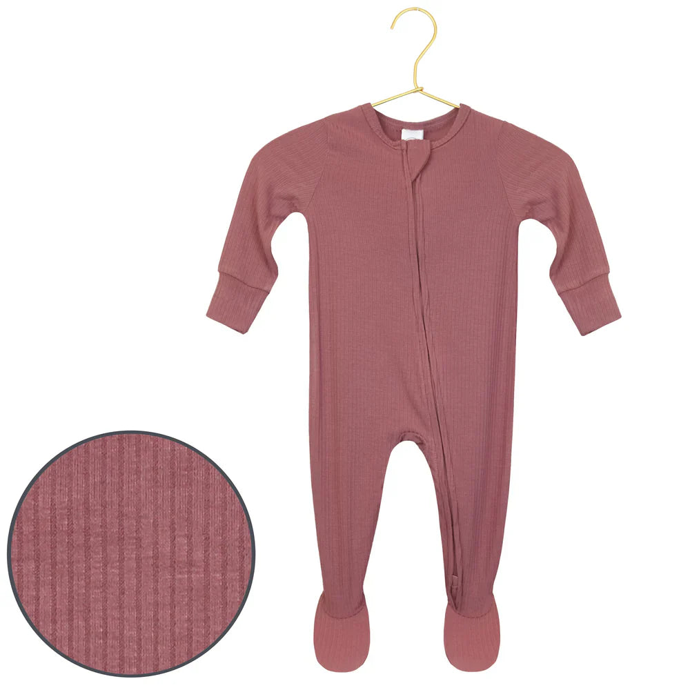 Marjorie Ribbed Zipper Footie