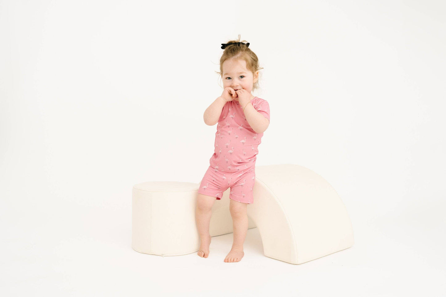 Pink Flamingo Bamboo Shorts Set