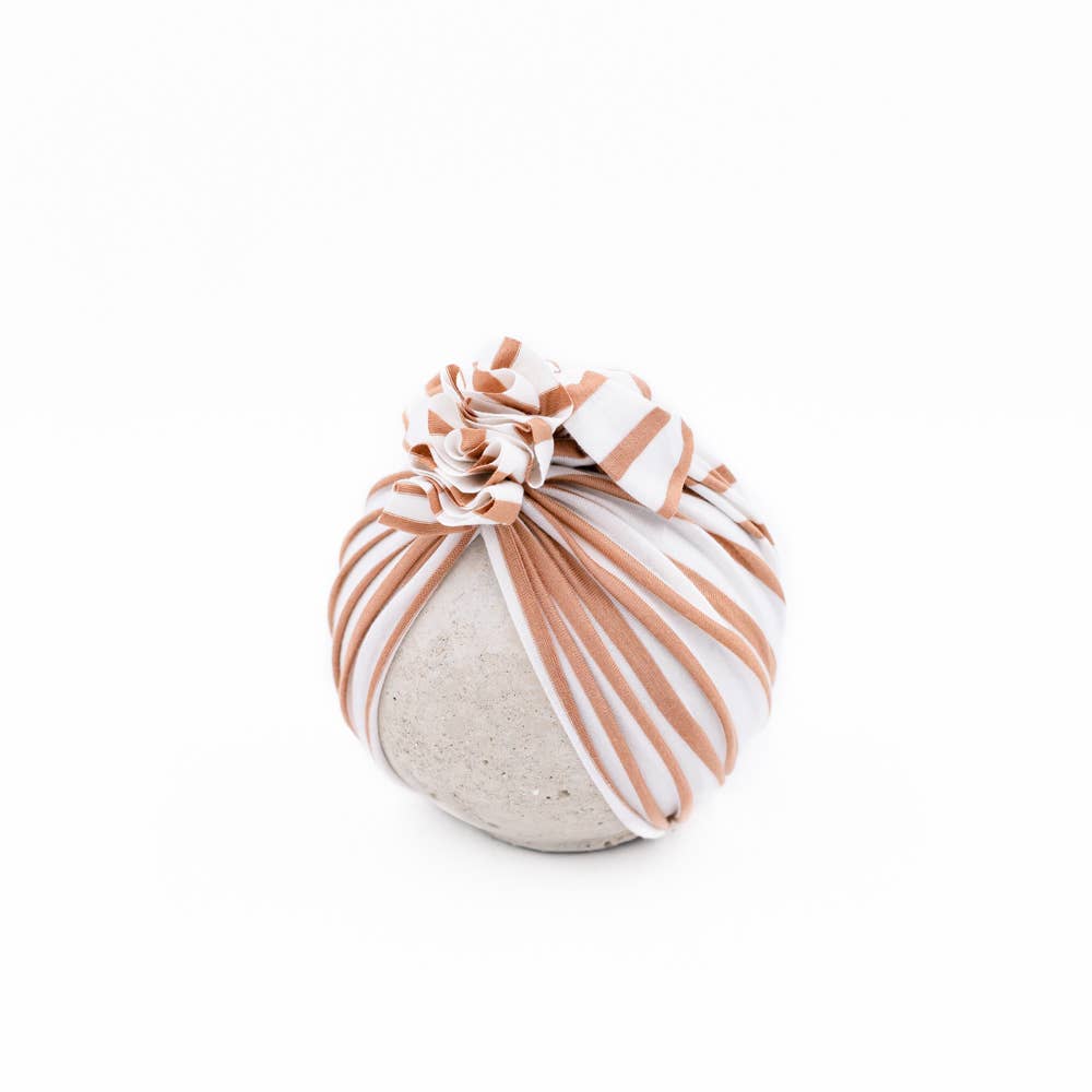 Vintage Head Wrap Hat : Caramel Stripe