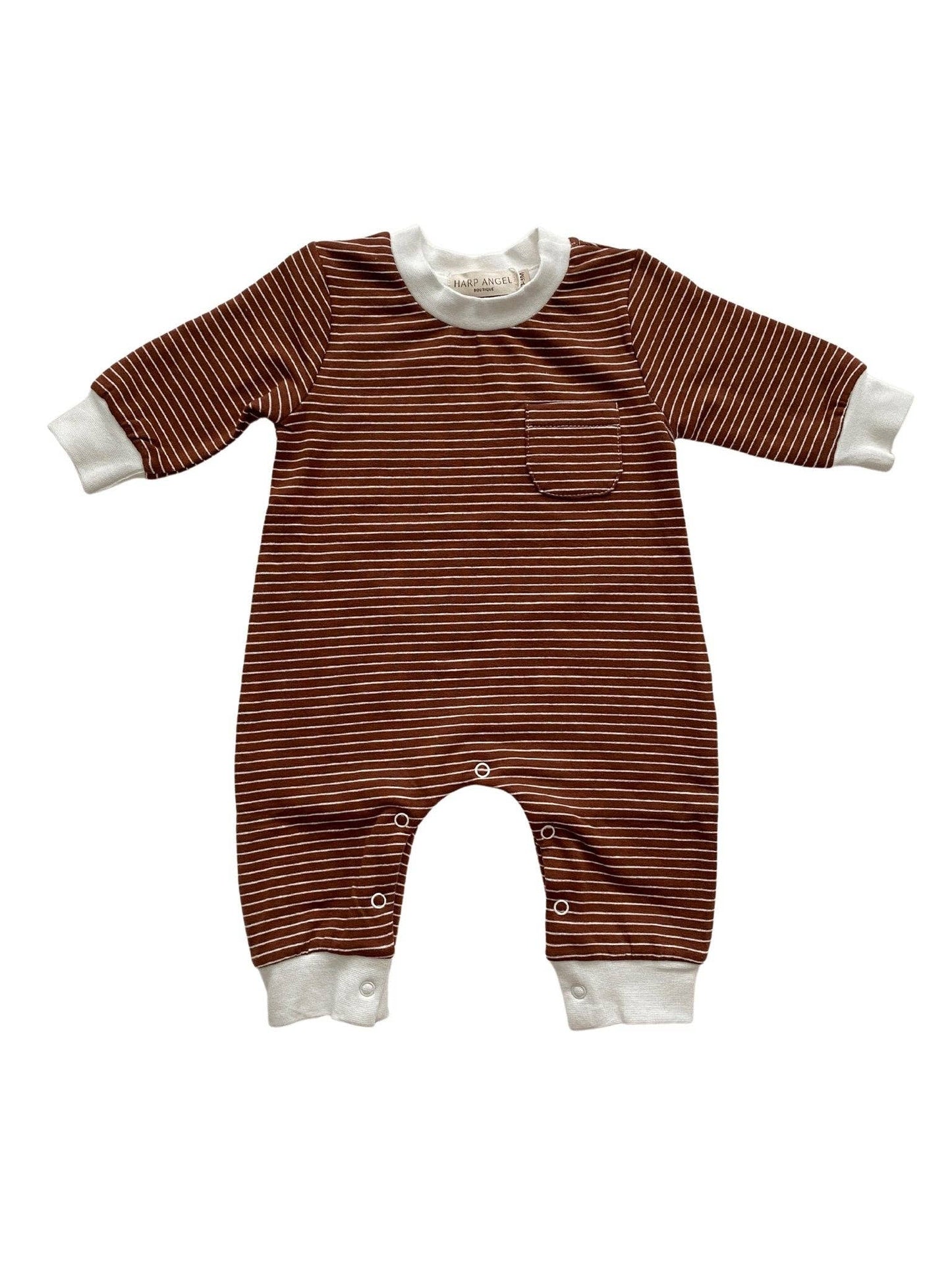 Organic Romper - Brown Stripe