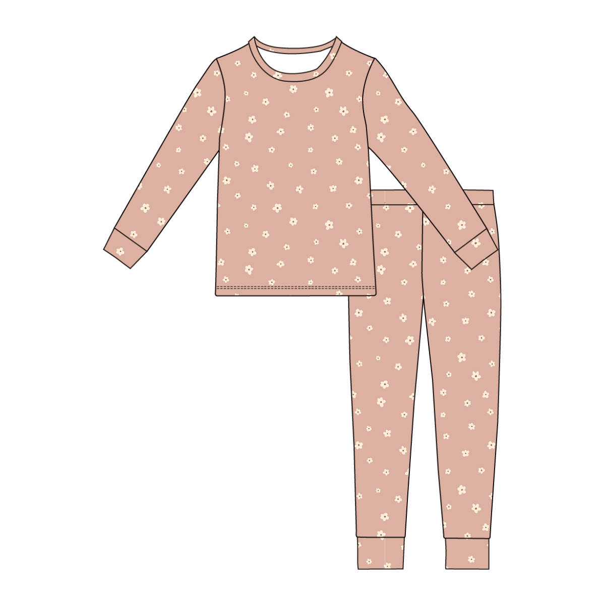 Bamboo Two Piece Toddler Pajama Set - Dainty Mauve