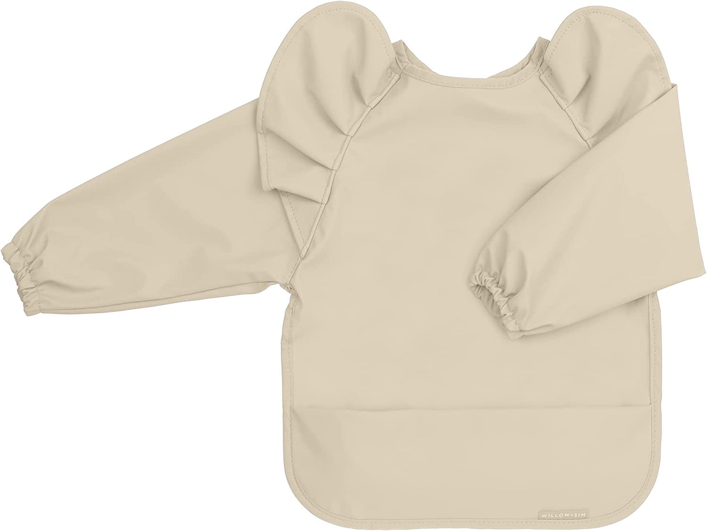 WATERPROOF RUFFLE BIB LONG SLEEVE - PARCHMENT