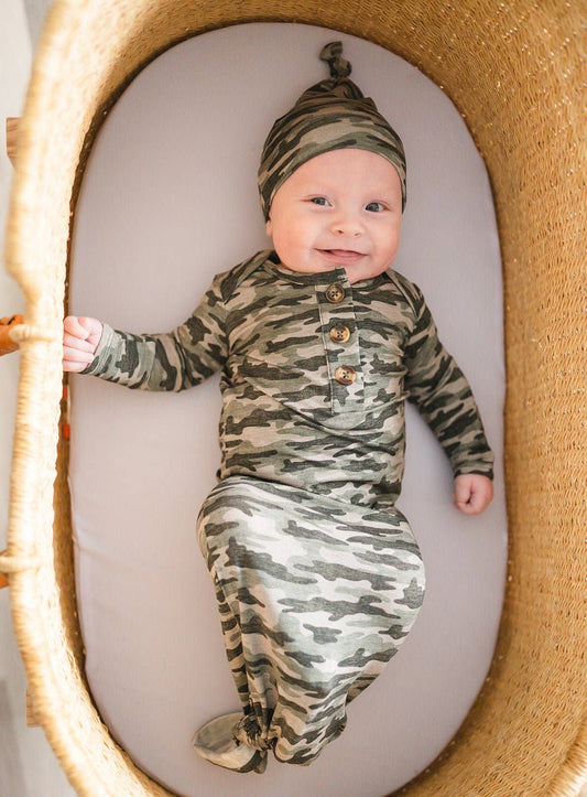 Knotted Baby Gown - Camo