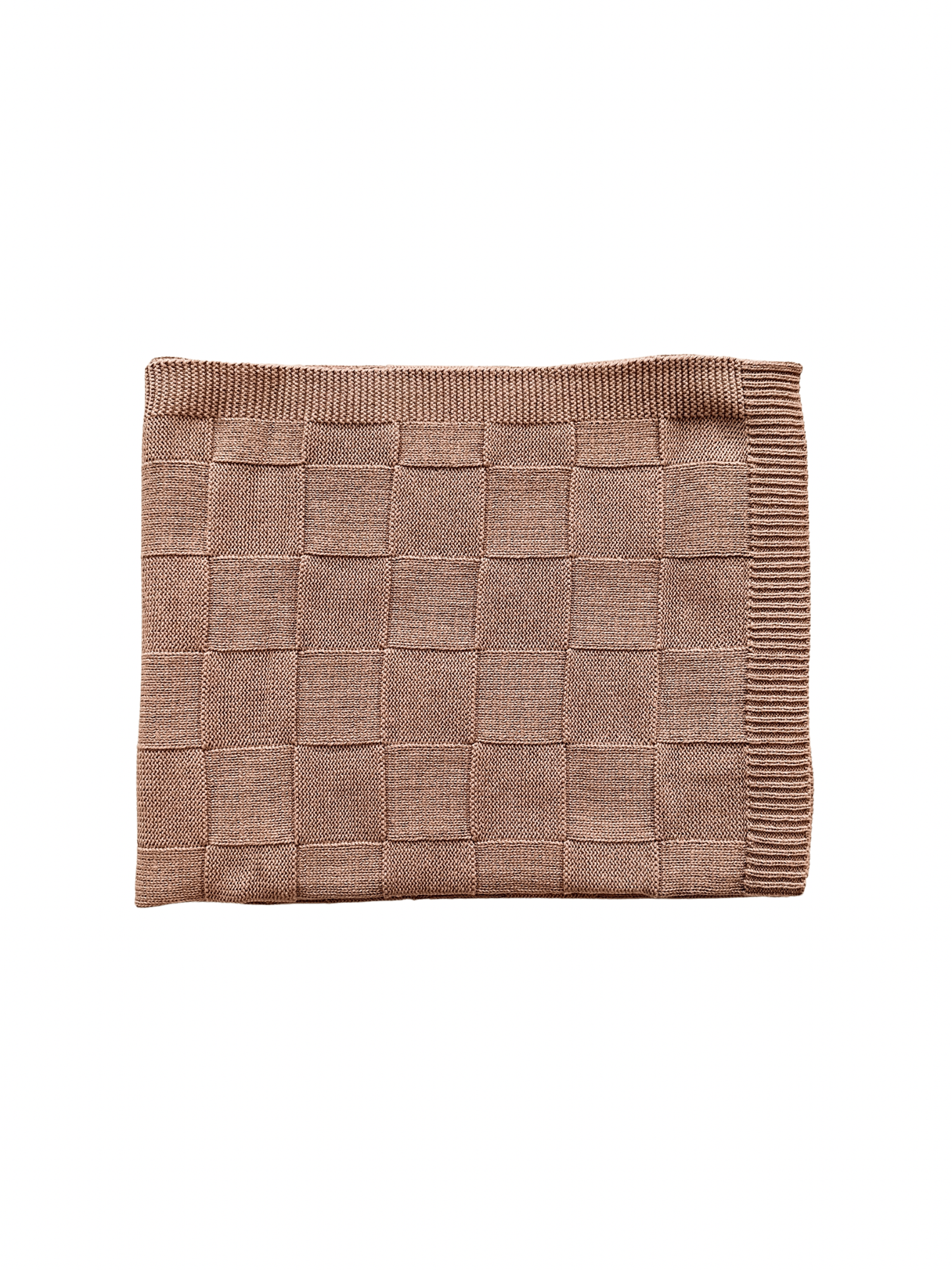 Knitted Baby Blanket - Mocha Checkered