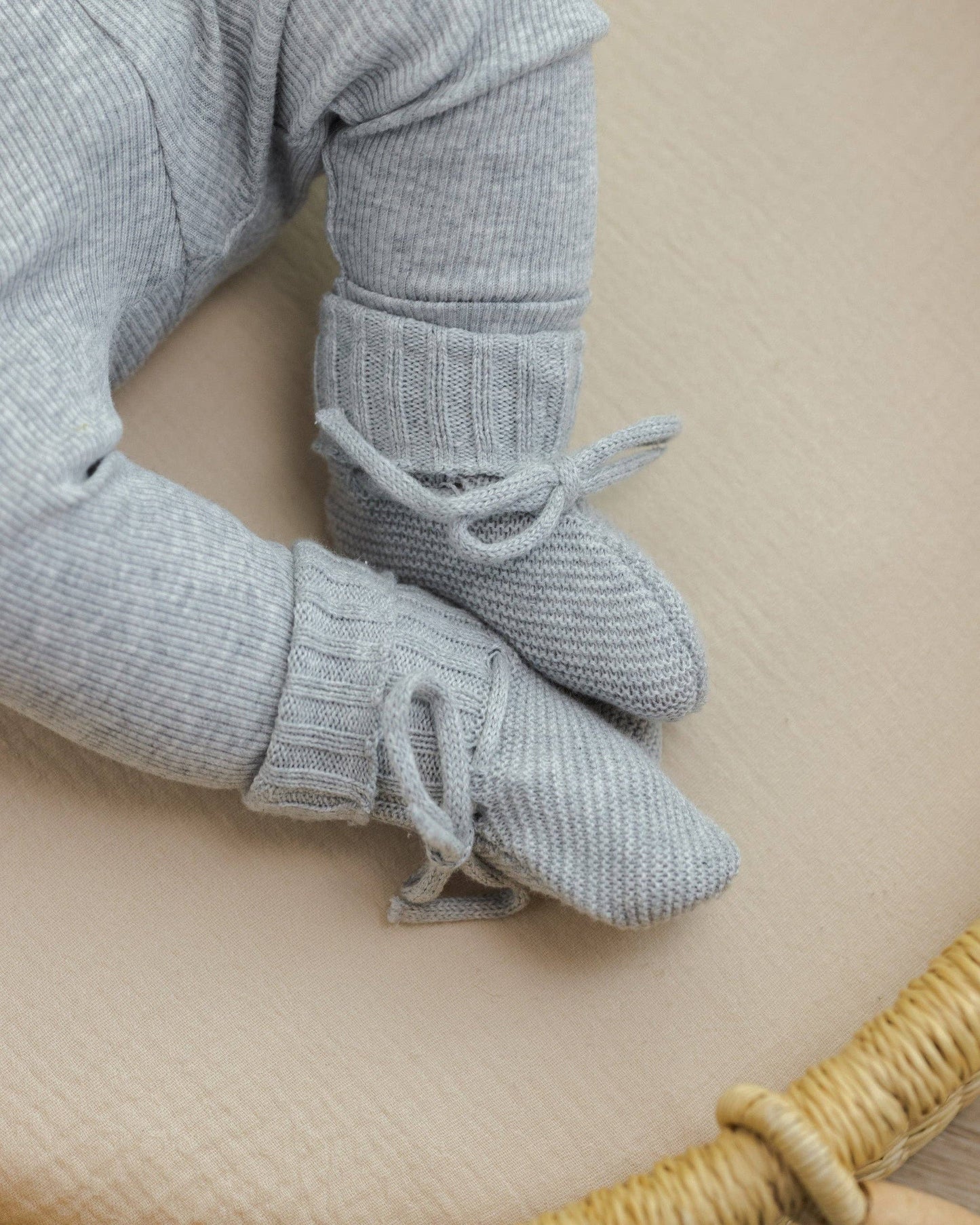 Knit Booties || Heathered Dusty Blue