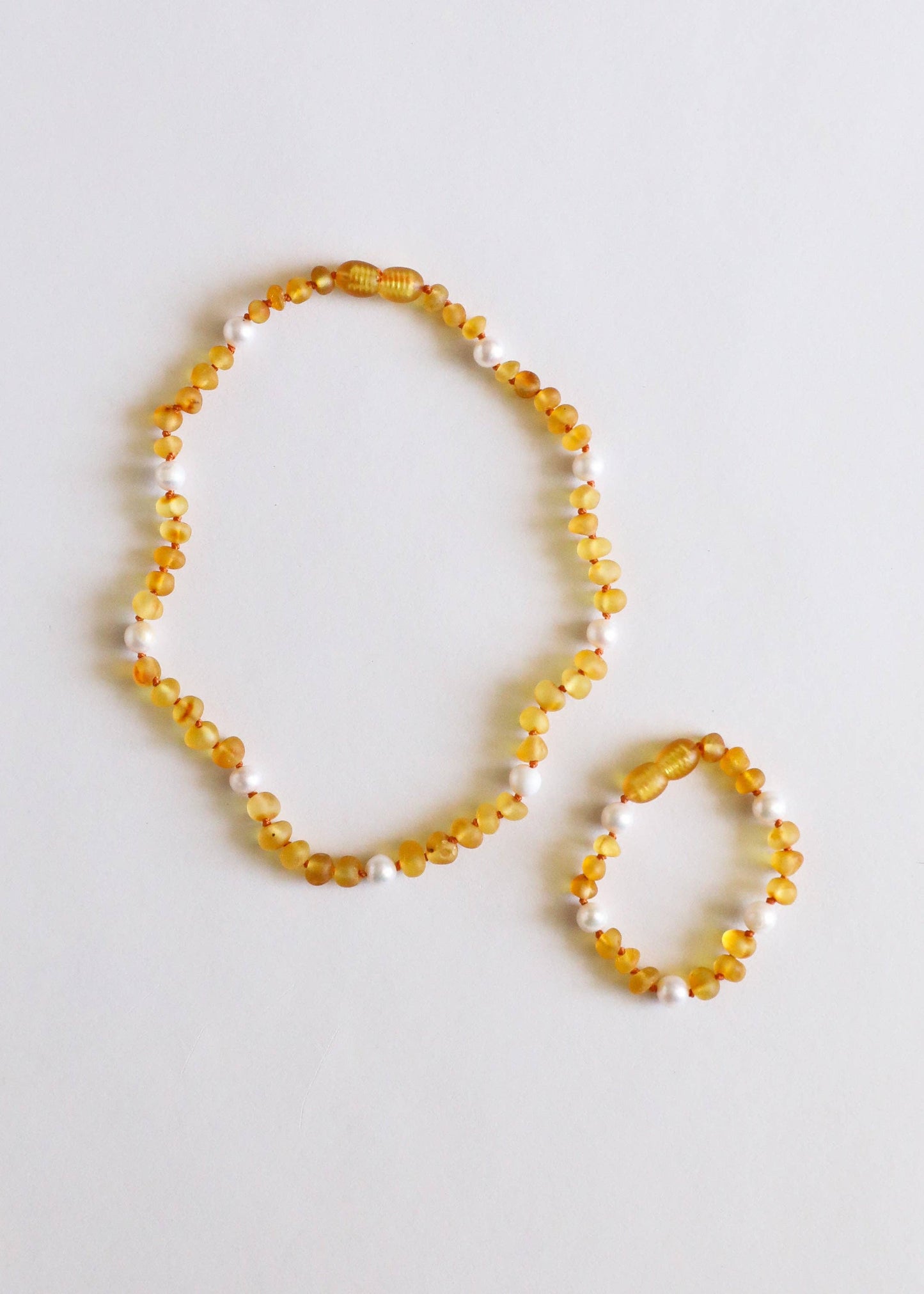 Raw Honey Amber + Pearl Halo Necklace