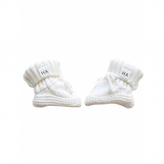 Organic Knit Booties - White