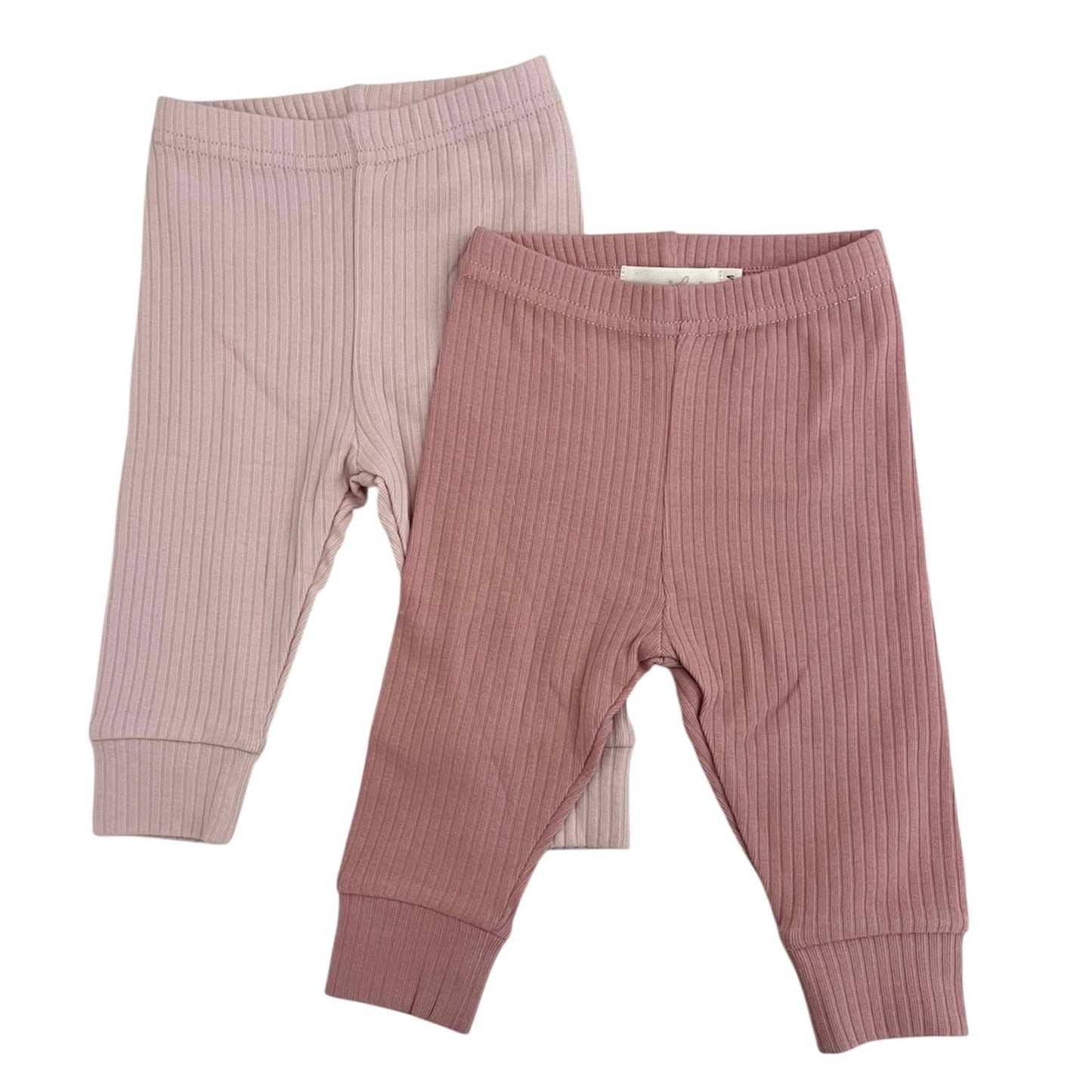 Organic Cotton Ribbed Ruffle Romper & Leggings - Blush Mauve