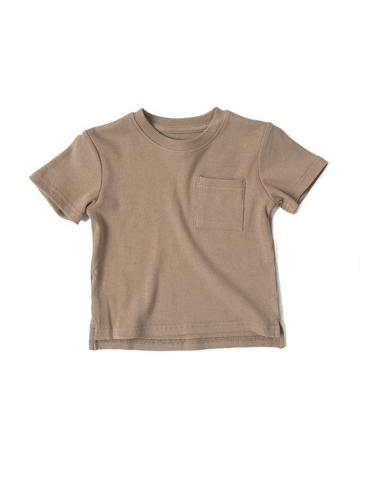 Ribbed Tee in Taupe