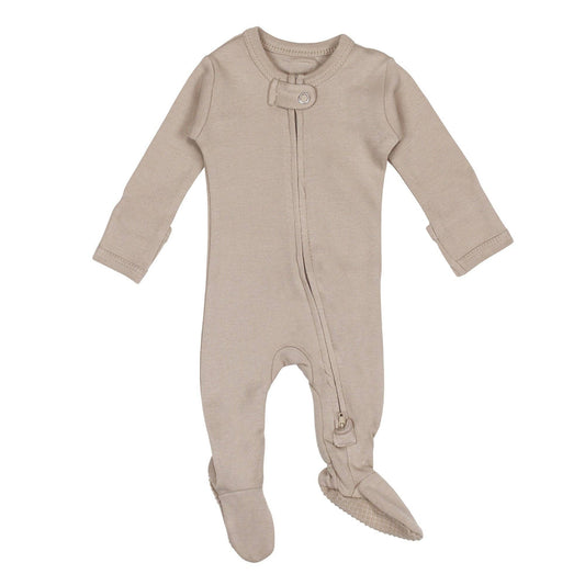 Organic 2-Way Zipper Footie in Oatmeal