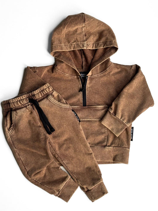 • VINTAGE BRONZE • ACID-WASHED HOODIE & JOGGERS SET