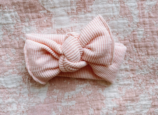 Blush Ribbed Tie On Headwrap
