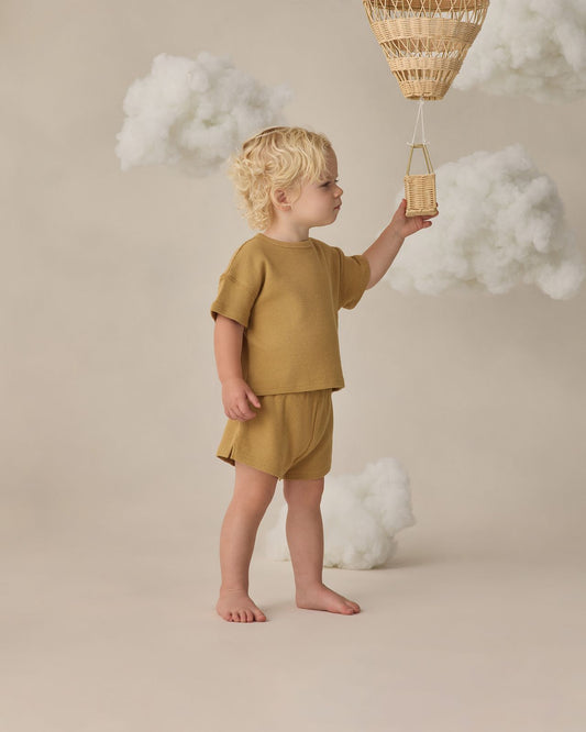 Waffle Tee + Short Set | Honey