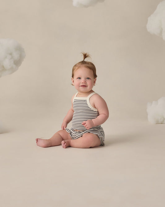 Evie Tank + Shortie Set | Ocean Stripe