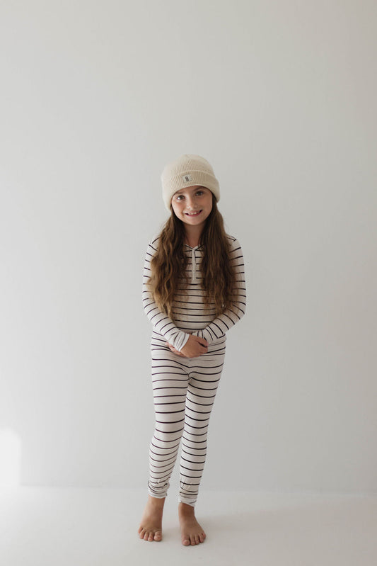 Bamboo Two Piece Pajama | Grey & Black Stripe