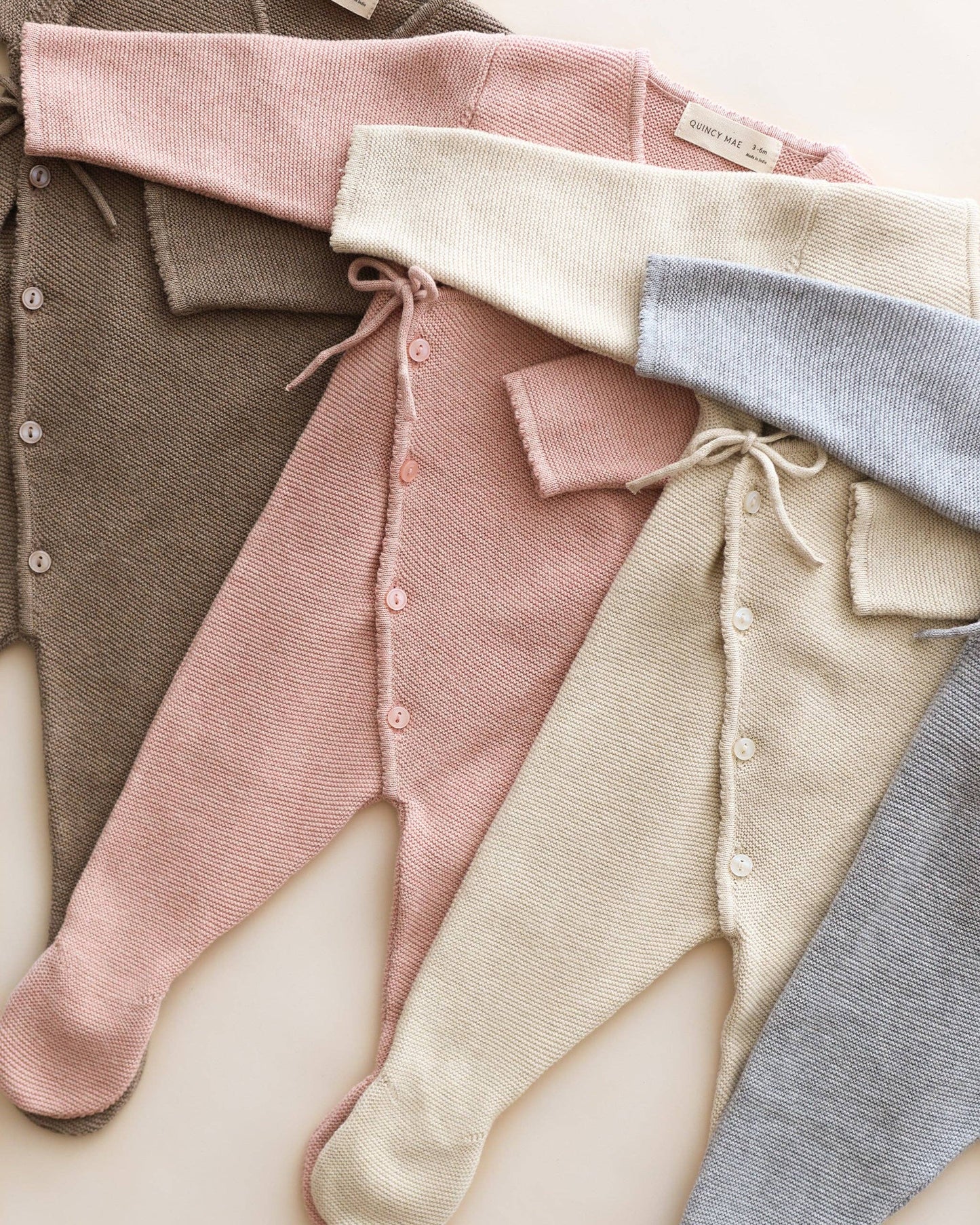 Wrap Knit Footie || Heathered Dusty Blue