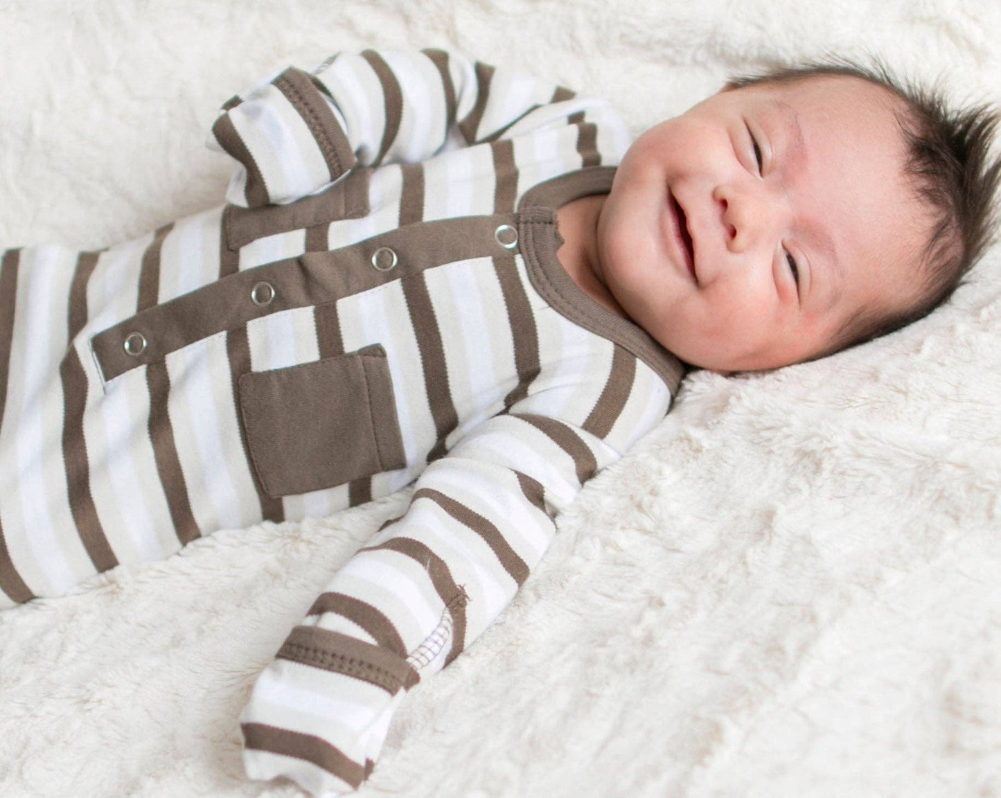 Organic Gown in Bark Stripe