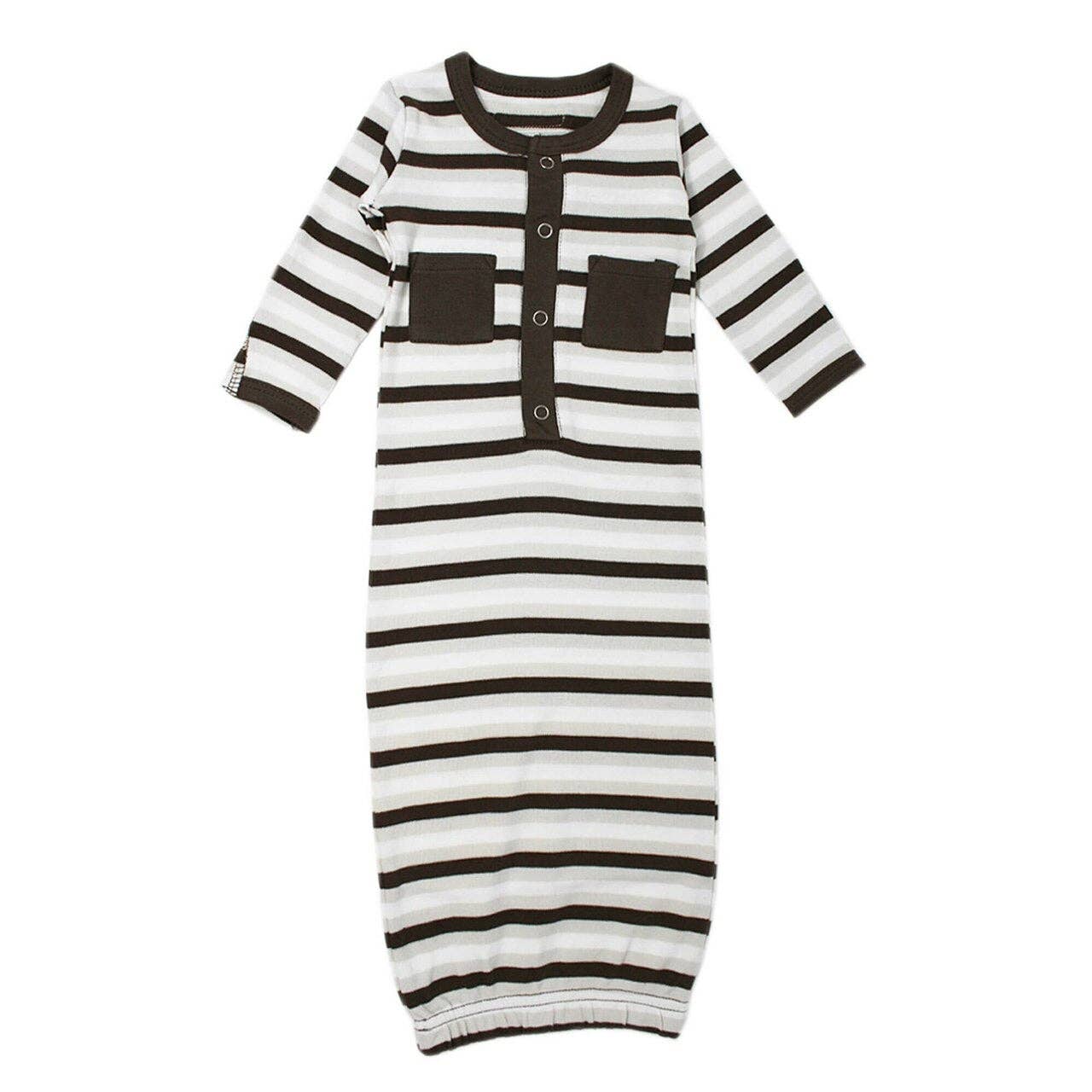 Organic Gown in Bark Stripe