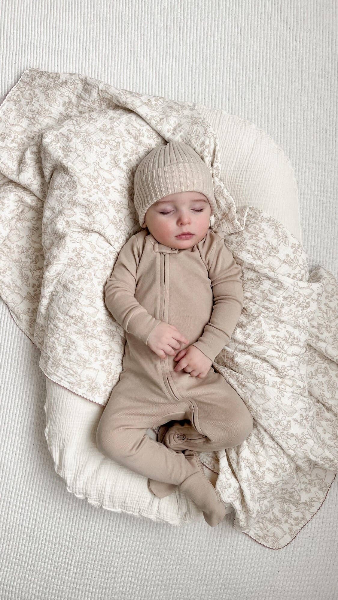 Organic 2-Way Zipper Footie in Oatmeal