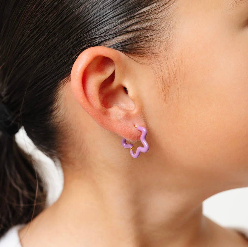 Enamel Flower Hoop Earrings