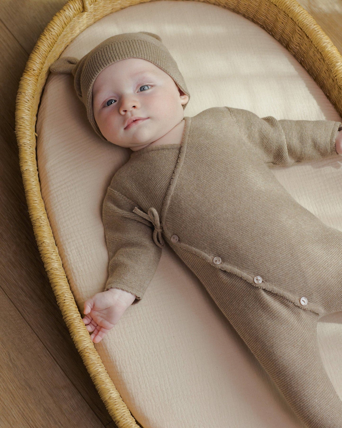 Wrap Knit Footie || Heathered Mocha