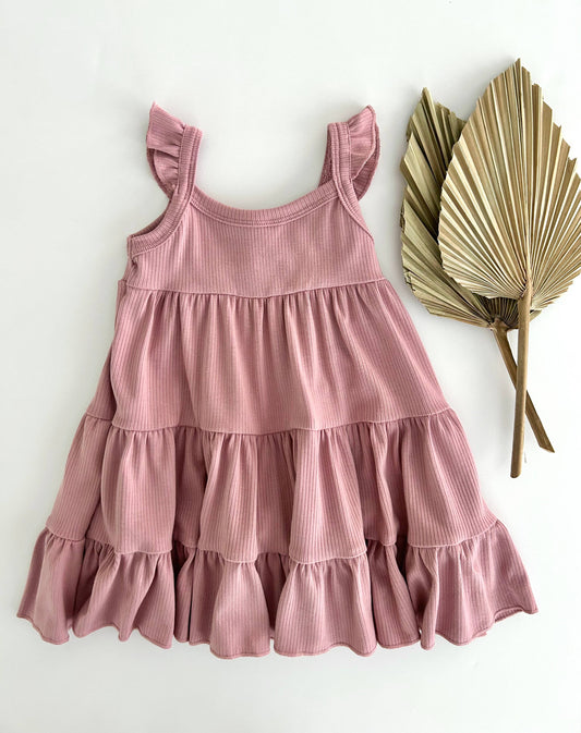 Girl's Mauve Flutter Sundress