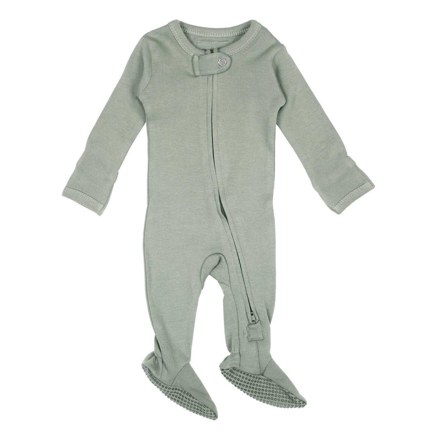 Organic 2-Way Zipper Footie in Seafoam