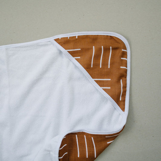 Mustard Mudcloth Muslin Hooded Towel