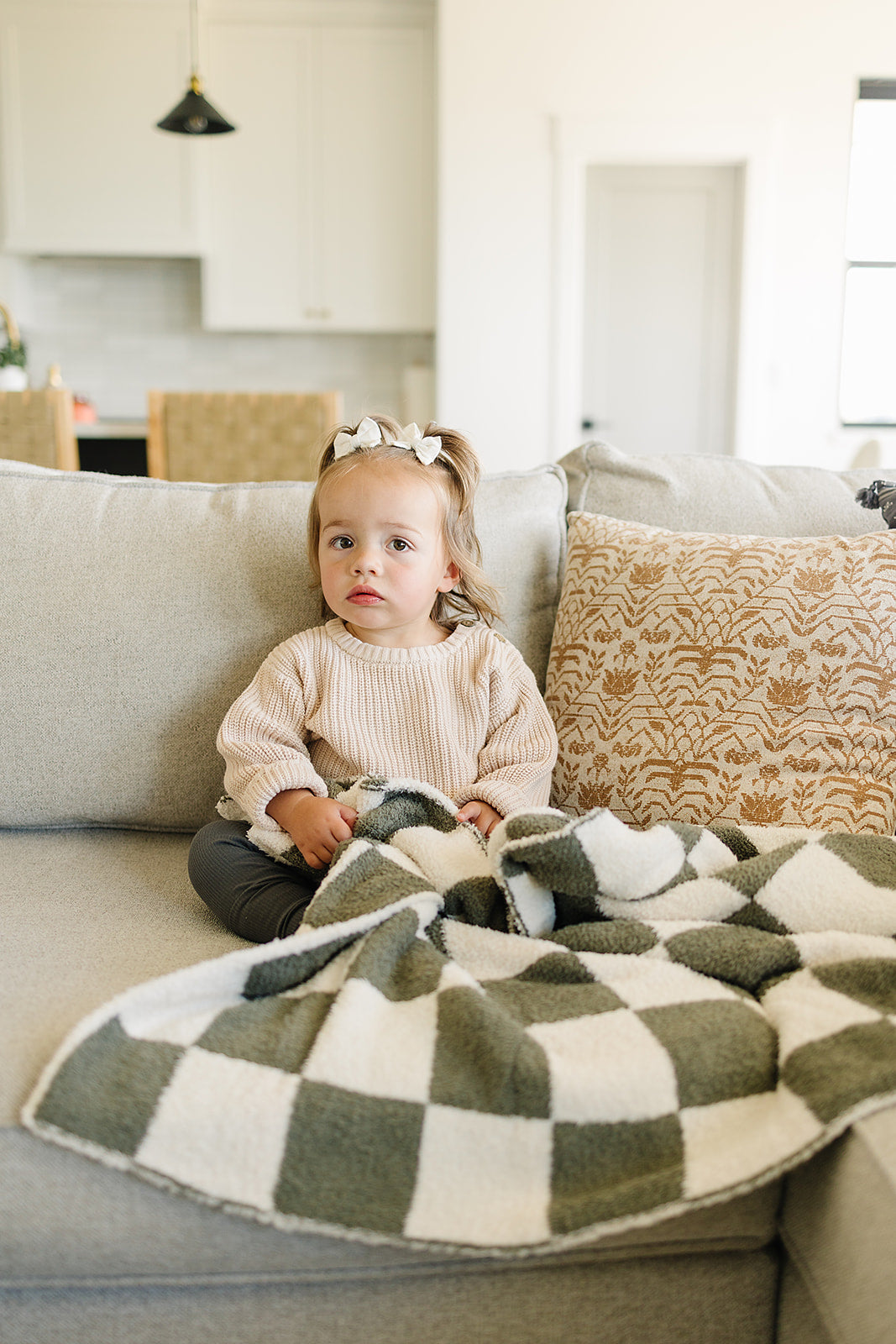 Green Checkered Plush Blanket