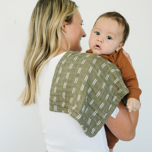 Olive Strokes Burp Cloth