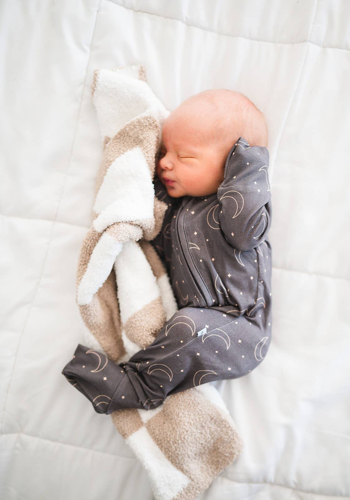 Mini Blanket - Checker Taupe/White