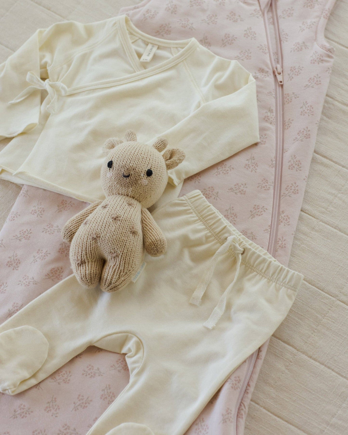 Wrap Top + Footed Pant Set || Ivory