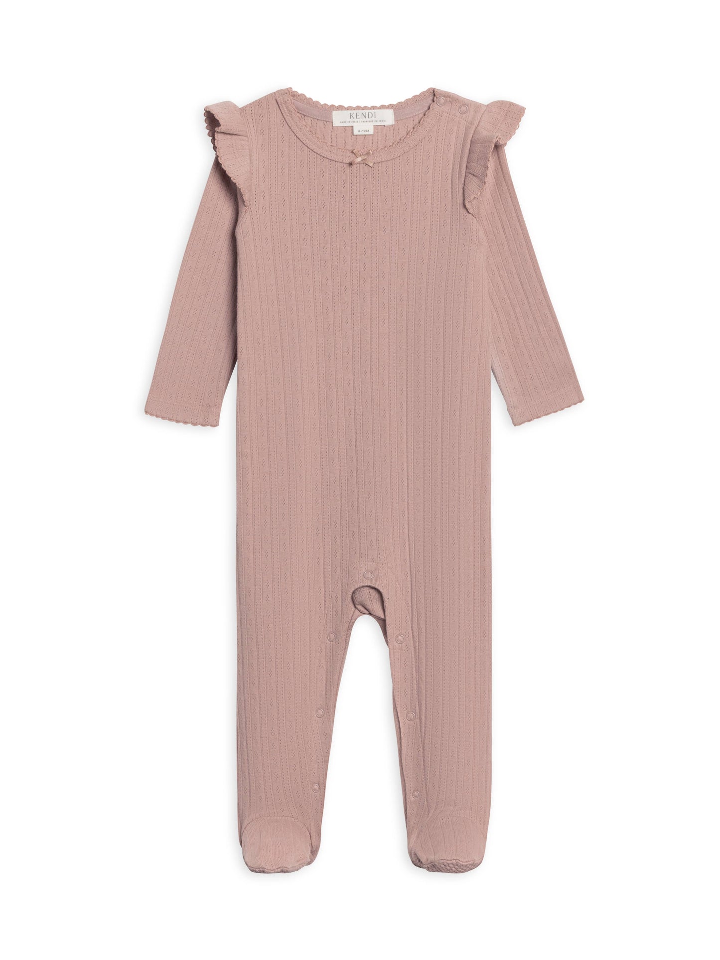 Addy Pointelle Flutter Sleeve Footed Romper - Wren