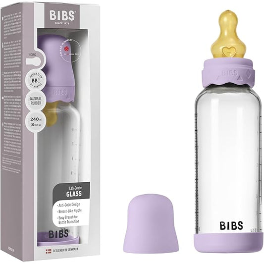 BIBS Baby Glass Bottle Set 8oz Latex