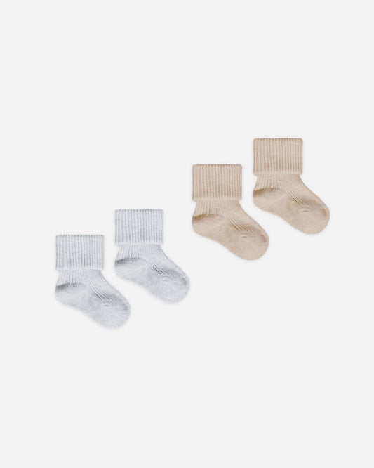 Melange Socks || Taupe, Blue