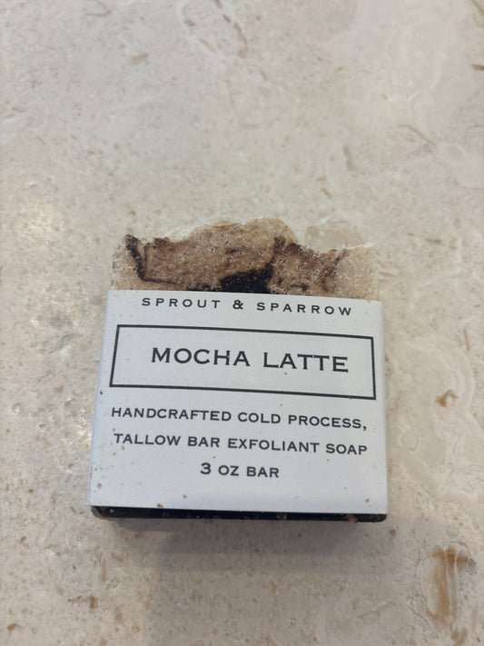 Sprout & Sparrow- Mocha Latte Handcrafted Cold process Tallow  exfoliant Bar