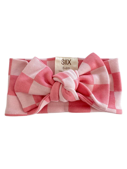 Strawberry/Rosy Checkerboard / Organic Bow