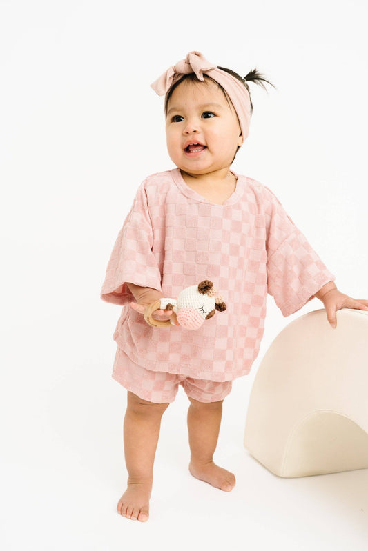 Blossom Checkered Terry Slouchy Set