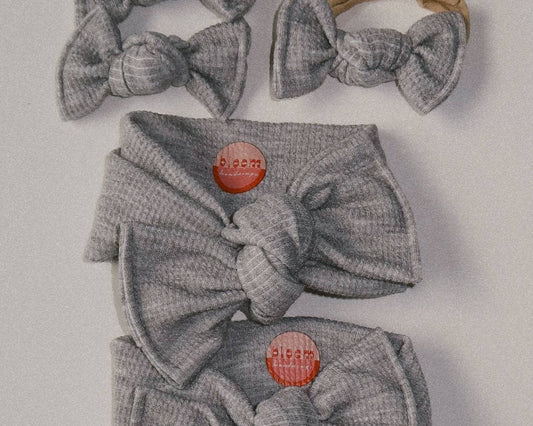 Heather Grey Ribbed Tie On Headwrap