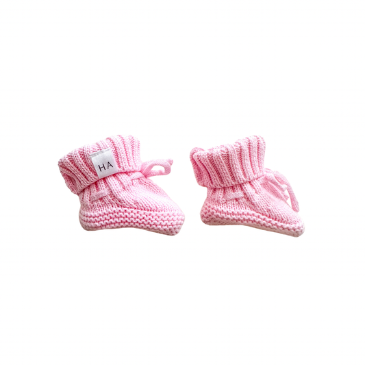 Organic Knit Booties - Pink