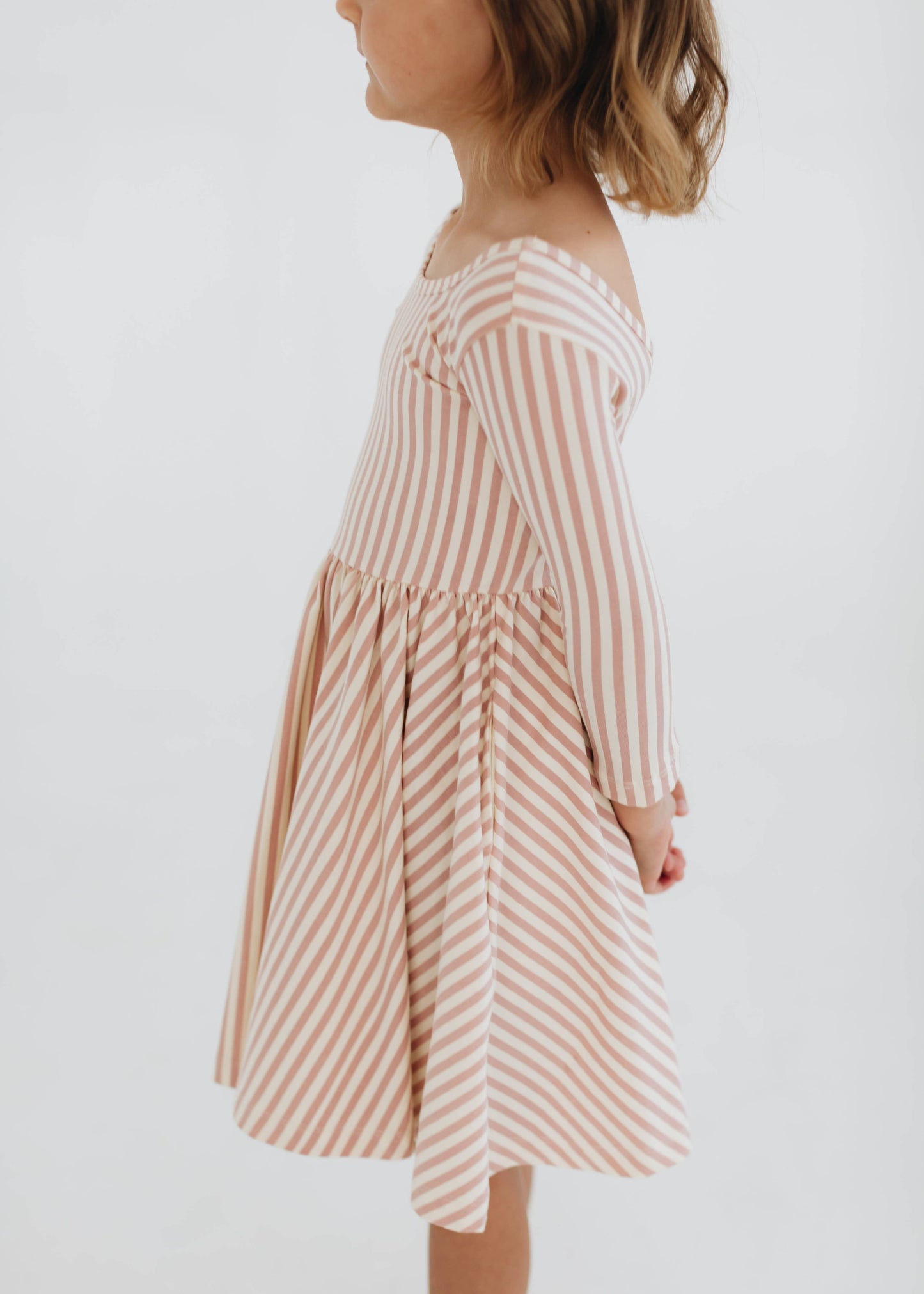 Twirl Dress in Vintage Pink Stripes