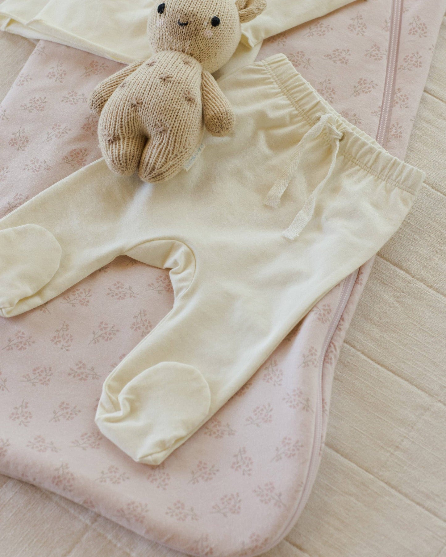 Wrap Top + Footed Pant Set || Ivory