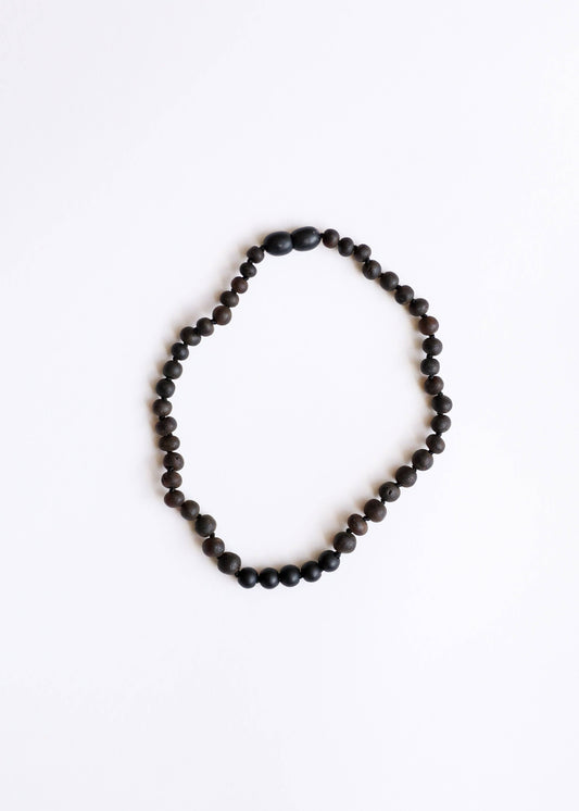 Raw Black Baltic Amber + Shungite Necklace